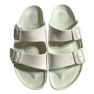 Birkenstock White Double Strap Sandals Slides Plastic Beach Pool Vacation EUR 39